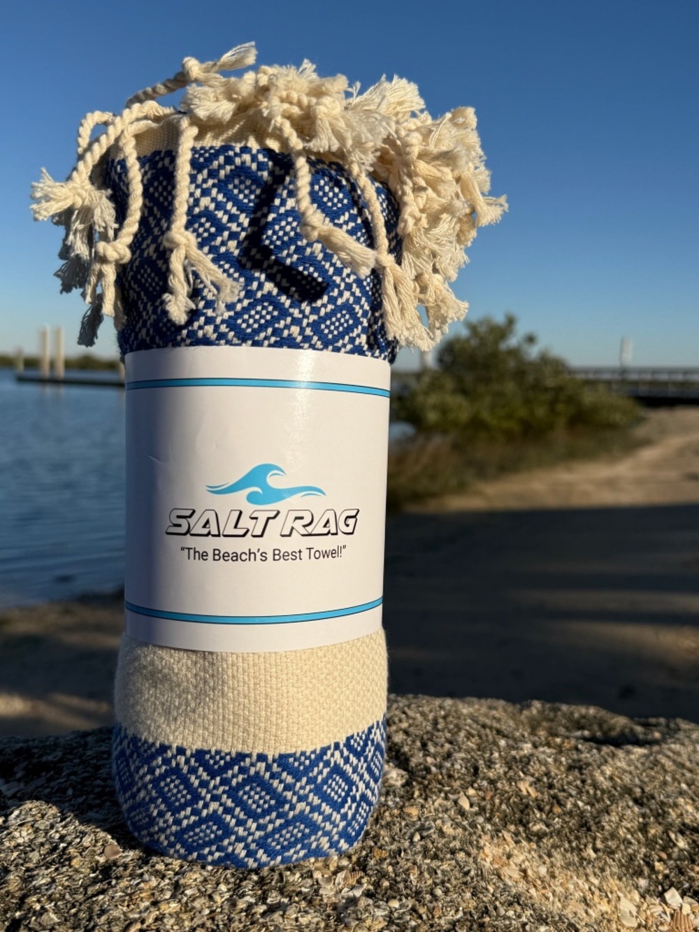 Crab Trap Rag Blue — Salt Rag™ Sand-Resistant Turkish Beach Towel - Picture 4 of 4